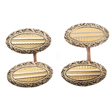 FERMAPOLSI decò in oro giallo e bianco 9 KT