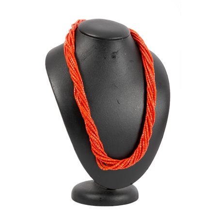 COLLANA torchon dieci fili di corallo, susta in oro 18 KT