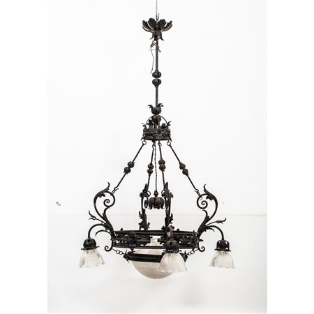 LAMPADARIO in ferro battuto