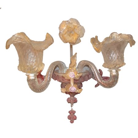 APPLIQUE a due luci in vetro di murano