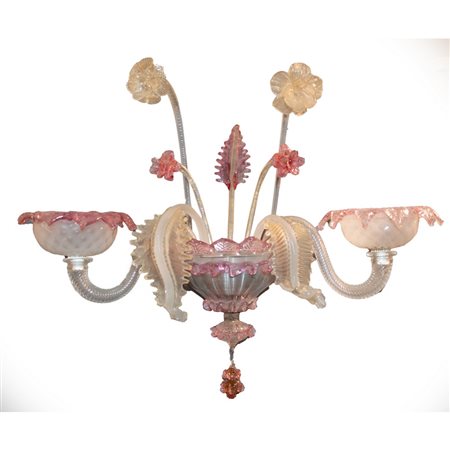 APPLIQUE a due luci in vetro di Murano