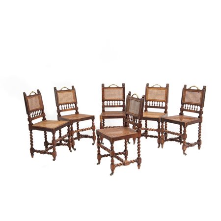 SEI SEDIE coloniali in legno di rovere