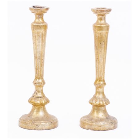 MANIFATTURA SICILIANA DEL XVIII SECOLO, Coppia di torceri