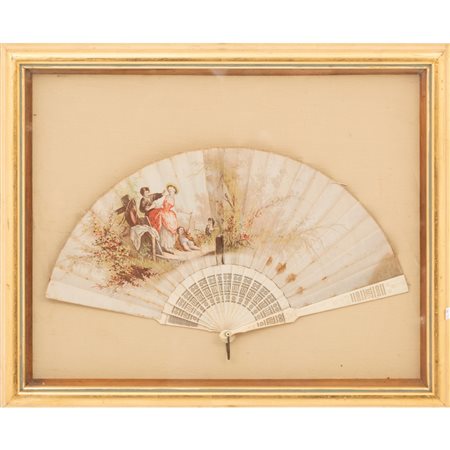 VENTAGLIO con pagina in seta dipinta