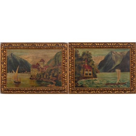 SCUOLA ITALIANA DEL XX SECOLO, Coppia olii su tela, Paesaggi