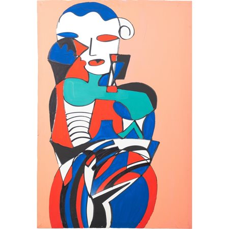 PITTORE DEL XX SECOLO, Figura astratta, Olio su tela