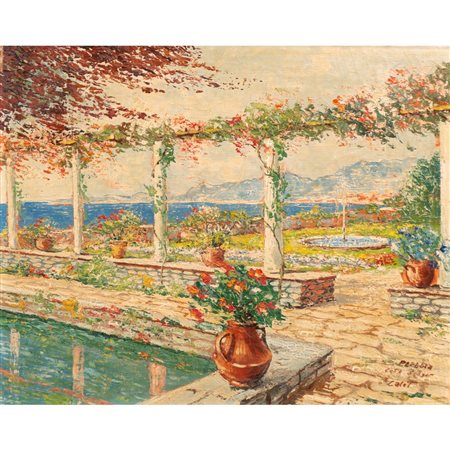 PITTORE DEL XX SECOLO, Pergolato, Olio su tela