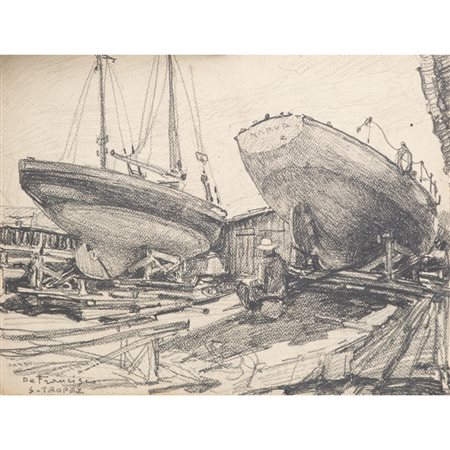 PIETRO DE FRANCISCO, Barche a secco a Saint Tropez, Matita