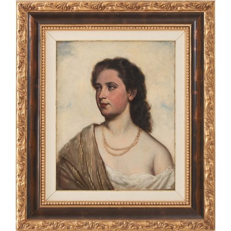 PITTORE DEI PRIMI DEL '900, Ritratto femminile, Olio su tela