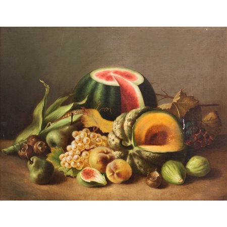 ANONIMO DEL XIX SECOLO, Natura morta, Olio su tela