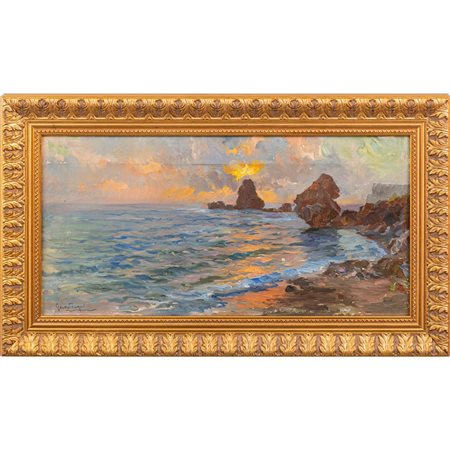BIGIO GHERARDENGHI, Paesaggio marino, Olio su tela