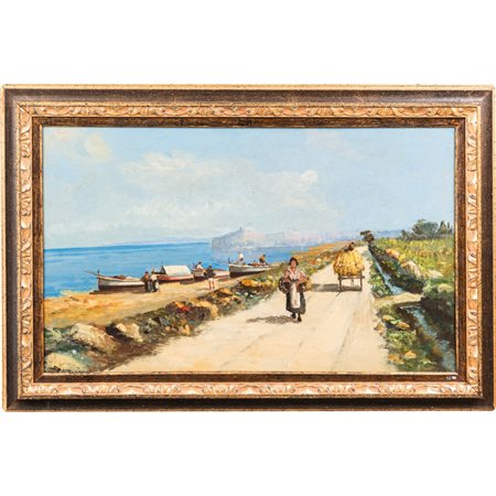 PITTORE SICILIANO DEI PRIMI DEL '900, Olio su faesite