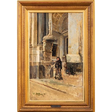 ANDREA COFFA, Interno di Chiesa con figura femminile