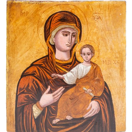 SCUOLA VENETO CRETESE XVI SECOLO, Madonna con Bambino, Icona