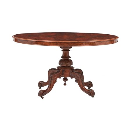 TAVOLO VITTORIANO
in noce e radica di noce ovale