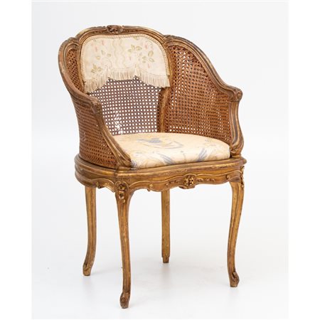 POLTRONA stile Luigi XV in legno dorato