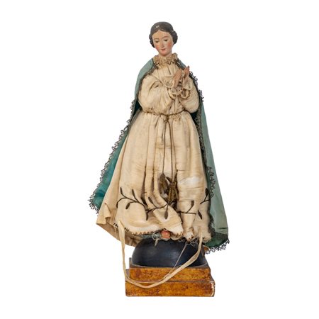 SCULTURA in legno "Madonna che schiaccia il serpente"