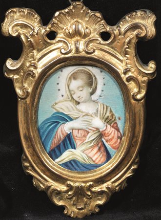 Scuola Italia centrale, sec. XVIIIVERGINE ANNUNCIATAminiatura su avorio...