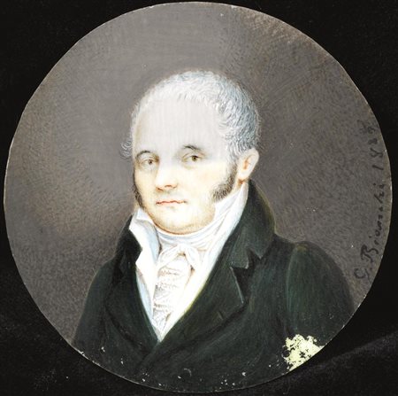 Giosuè Bianchi(attivo a Monza nel XIX sec.)RITRATTO MASCHILEminiatura su...