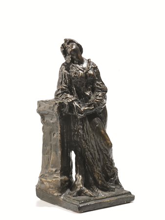 Scuola lombarda, sec. XIXFIGURA FEMMINILE APPOGGIATA AD UN PLINTOgesso...