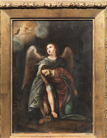 Scuola lombarda, secc. XVII-XVIII CRISTO SORRETTO DA UN ANGELOolio su rame,...