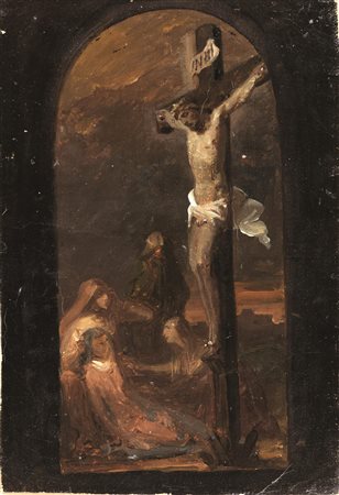 Scuola veneta, sec. XIXCROCIFISSIONE olio su tela, cm 25x15 &nbsp;