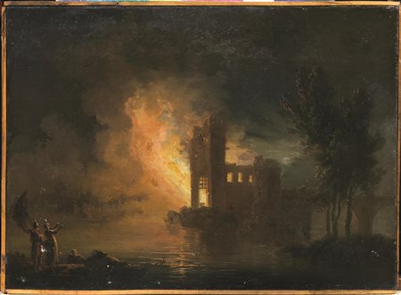 Attribuito a Gregorio Fidanza(Collevecchio 1754 - Roma 1823)INCENDIO NOTTURNO...