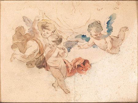 Roberto Fontana(Milano 1844 - Milano 1907)VOLO DI AMORINIacquerello e penna e...