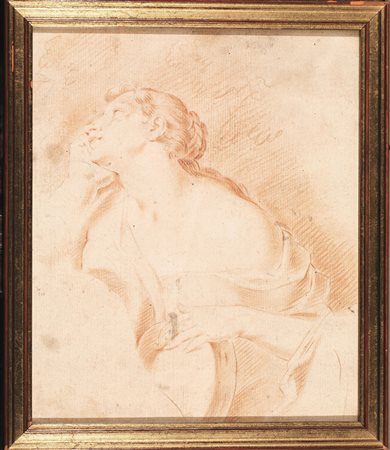 Scuola veneta, sec. XVIII FIGURA FEMMINILE matita rossa su carta vergellata....