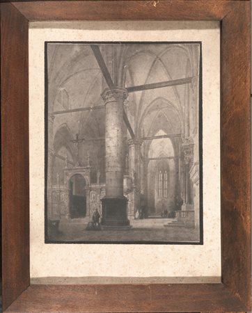 Luigi Bisi(Milano 1814 - 1886)INTERNO DI CHIESAmatita di grafite e acquerello...