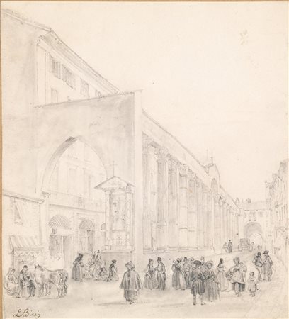 Luigi Bisi(Milano 1814 - 1886)LE COLONNE DI SAN LORENZOmatita di grafite e...