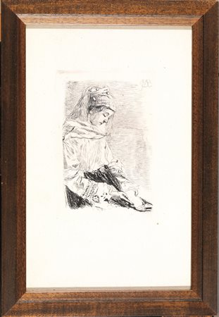 Mosé Bianchi(Monza 1840 - 1904)LETTRICEacquaforte. mm 120x85. Foglio: mm...