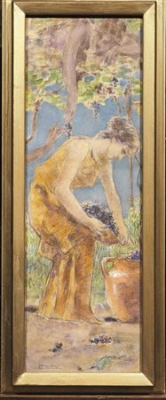 Luigi Conconi(Milano 1852 - 1917)VENDEMMIATRICEmatita di grafite, acquerello...