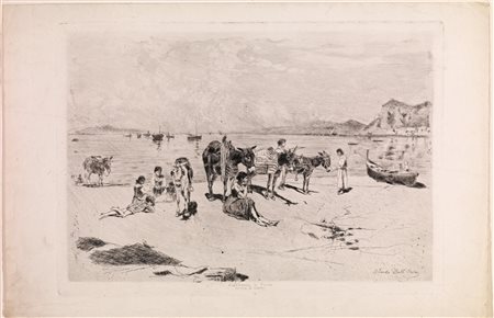 Uberto Dell'Orto(Milano 1848 - 1895)ASPETTANDO LA POSTA. ISOLA DI...