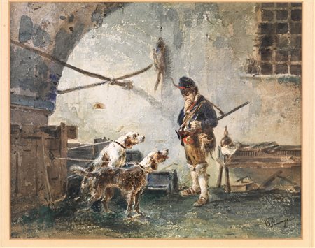 Cesare Provaggi(attivo nel XIX secolo ) QUALE DEI DUE? acquerello policromo...