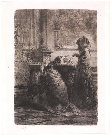 Mosé Bianchi(Monza 1840 - 1904)I FRATELLI AL CAMPOacquaforte e acquatinta. mm...