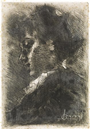 Luigi Conconi(Milano 1852 - 1917)RITRATTO DI DONNAacquaforte e monotipo. mm...
