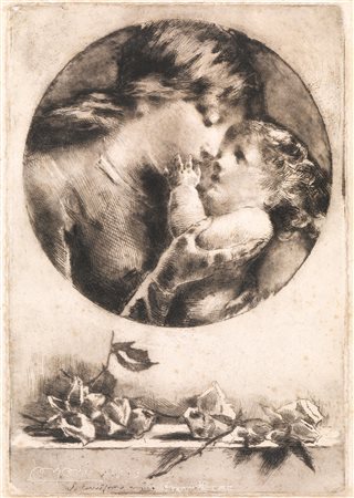 Luigi Conconi(Milano 1852 - 1917)AMOR MATERNO 1893acquaforte e monotipo. mm...