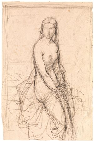 Mauro Conconi(Milano 1815 - 1860)NUDO FEMMINILE. 1850gessetto nero su carta....