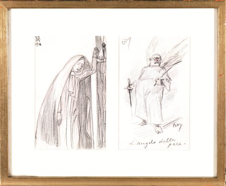 a) Anonimo, sec. XIXVERGINE AI PIEDI DELLA CROCEcarboncino nero su carta. mm...