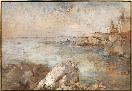 Vittorio Castagneto(Rapallo 1875 - Torino 1958)MARINAolio su tela, cm 50x60...