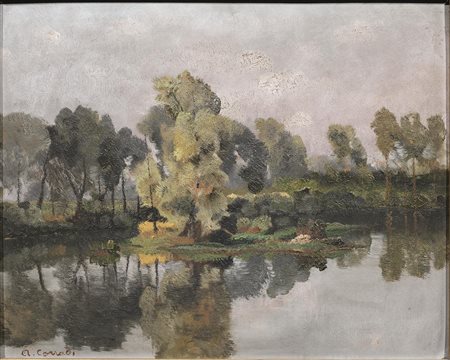 Alfonso Corradi(Castelnuovo di Sotto 1889 - Milano 1972)PAESAGGIO...
