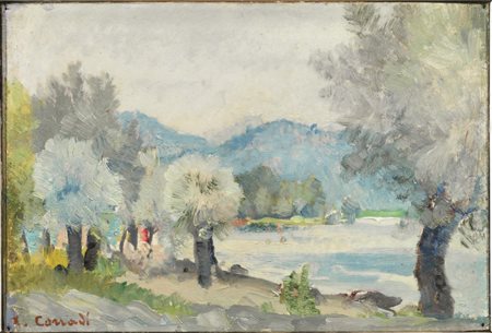 a) Alfonso Corradi(Castelnuovo di Sotto 1889 - Milano 1972)SCORCIO DI...