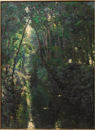 Gianni Maimeri(Varano Borghi 1884 - Milano 1951)BOSCOolio su cartoncino, cm...