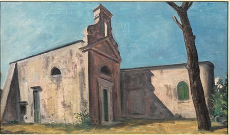 Gianfilippo Usellini(Milano 1903 - Arona 1971)SCORCIO DI CHIESA A ISCHIAolio...