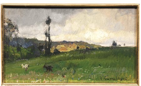 Vittorio Cavalleri(Torino 1860 - 1938)PAESAGGIO olio su cartoncino, cm...