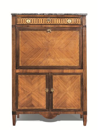 Secretaire, Francia, fine sec. XIX, in palissandro e bois de rose intarsiati...