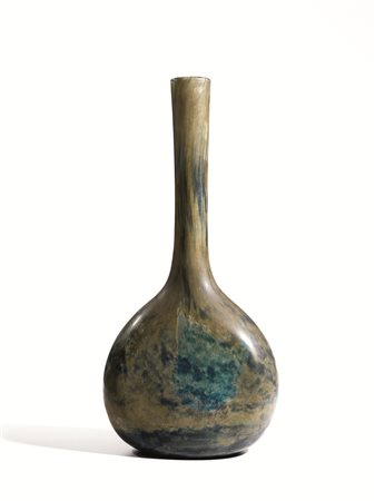 Vaso firmato Daum Nancy, in pasta di vetro ad effetto marmo nei toni del...