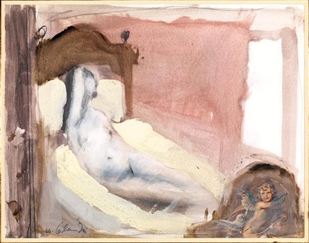 Mario Calandri(Torino 1914 - 1992)NUDO. 1963Acquerello su carta. mm 330x425....