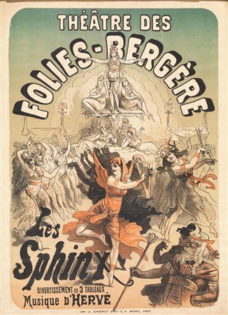 Jules Chéret(Parigi 1836 - Nizza 1932)LES SPHINX. 1879Litografia a colori, mm...